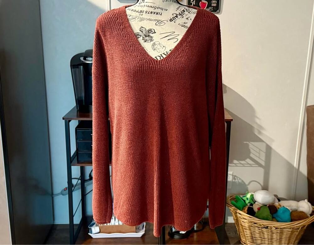 Women’s a.n.a Rusty Rose Gold Brown Sparkle Pullover Sweater Size XXL